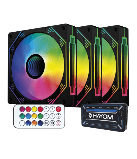 KIT FAN COOLER HAYOM FC1308 RGB 120MM (3 UNIDADES)